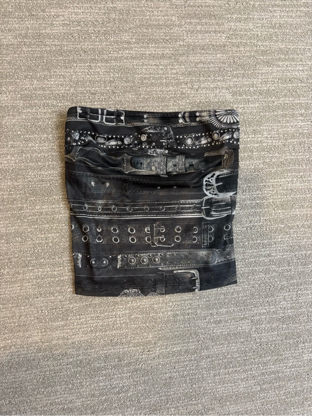 Edikted Black Belt-Print Mini Tube Skirt